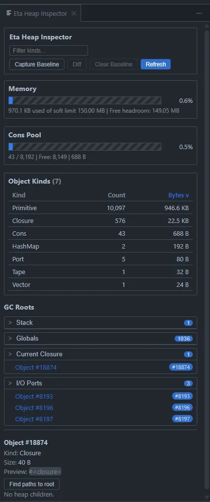 Heap inspector